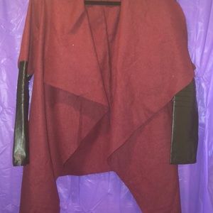 PU sleeve cardigan/jacket